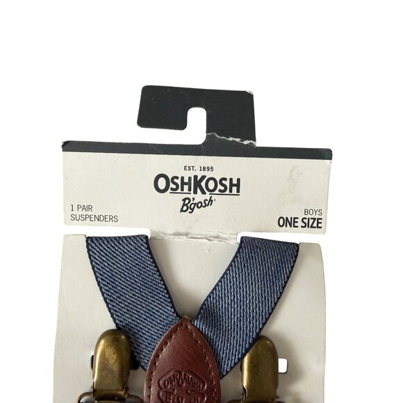 OSH KOSH Boys Chambray Blue Suspenders One Size NEW - Picture 3 of 8
